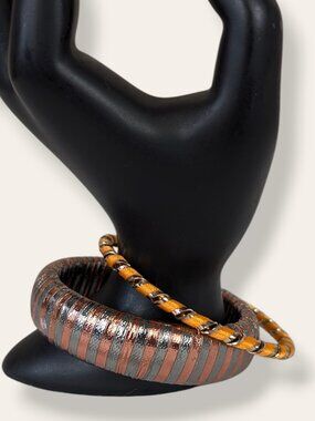 Set of 2 Ribbon Wrapped Bangle Bracelets